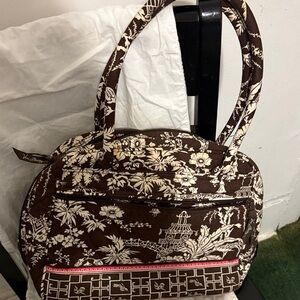 Vera Bradley Brown and Cream Floral Shoulder Bag